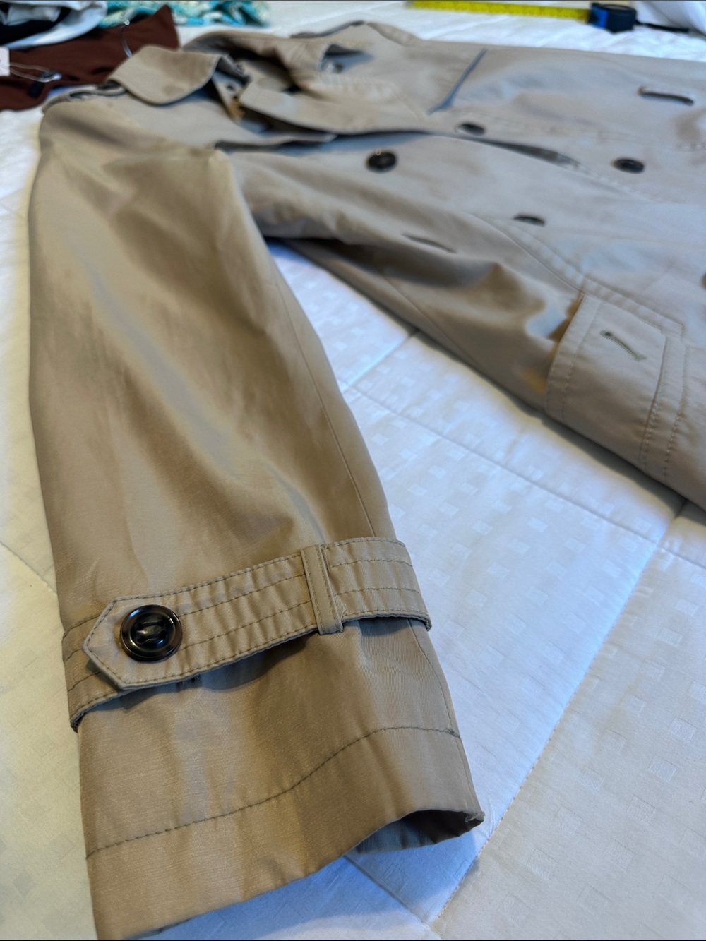 Women’s Styled Beige Trench Coat - Classic Double-Breasted Trench - Picture 6 of 13